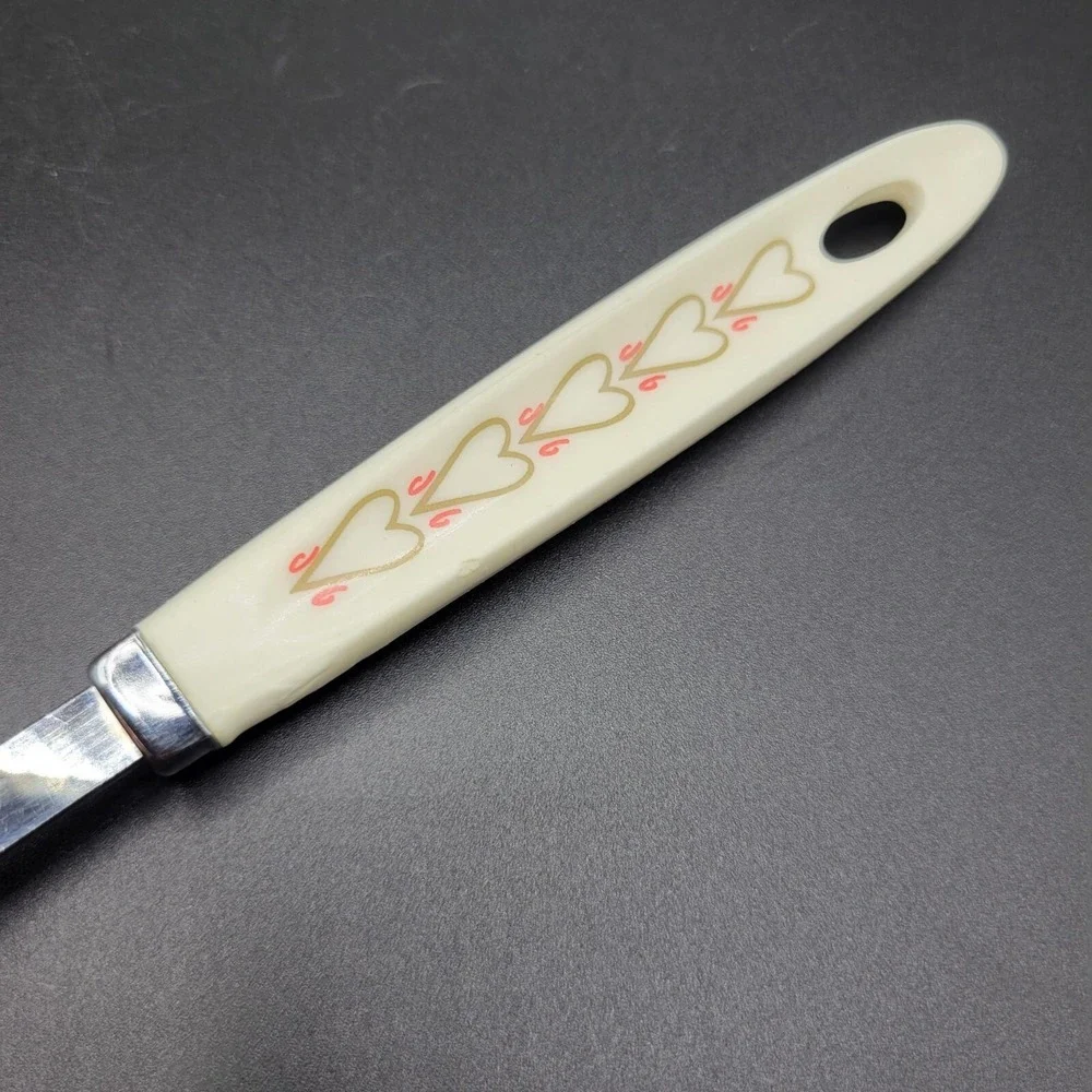 Vintage Androck Heart Handle Stainless Steel Slotted Serving Spoon READ